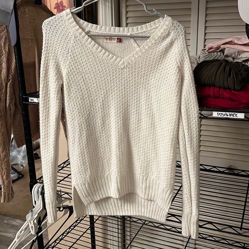 White V-neck sweater